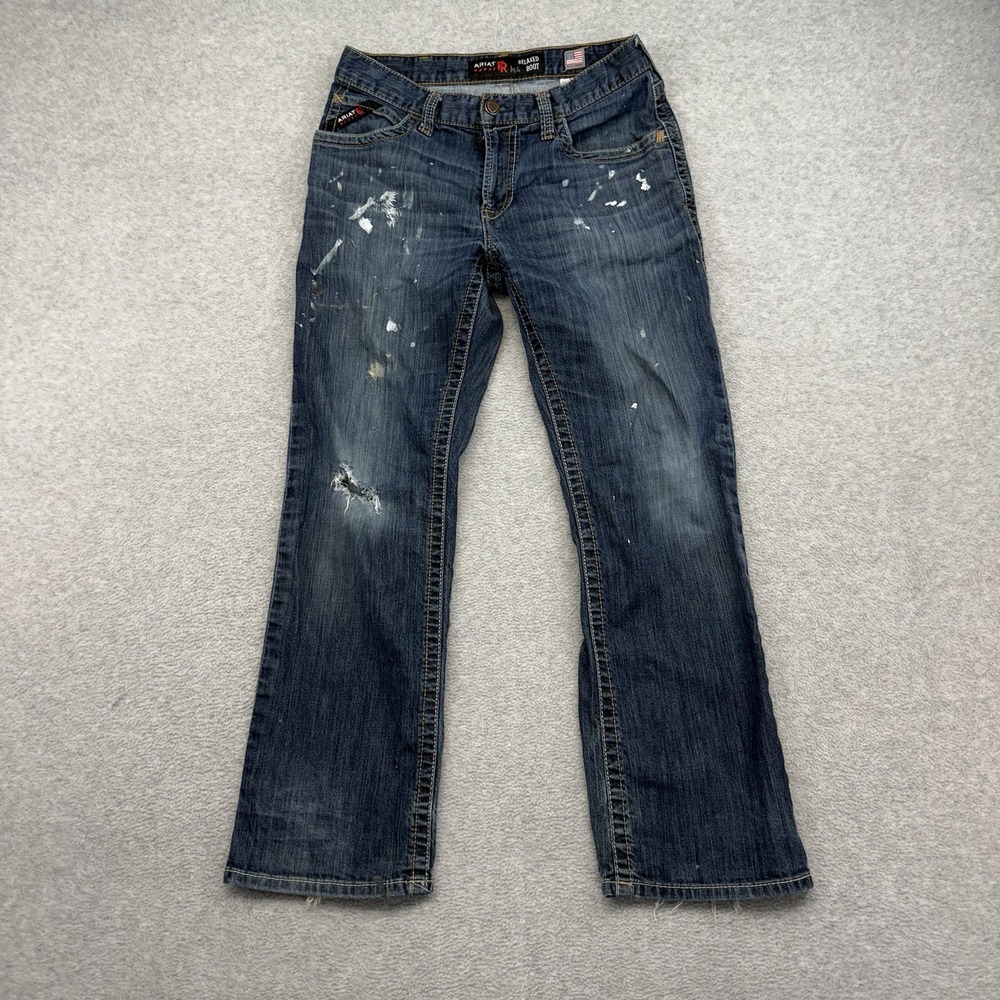 Ariat M4 Jeans Mens 30x30 Blue Relaxed‎ Boot Cut Denim Casual Workwear Painter